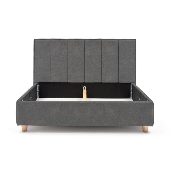 Wega világosszürke kétszemélyes ágy ágyráccsal és tárolóhellyel, 180 x 200 cm - AzAlvásért-image-3