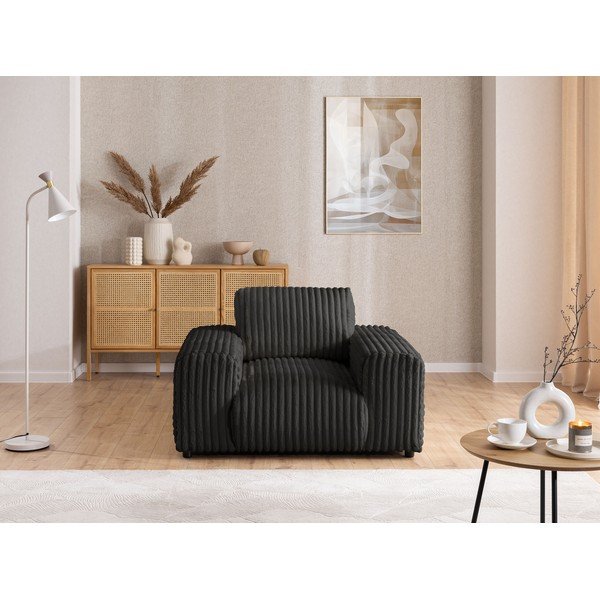 Sötétszürke kordbársony fotel Justin – Ropez-image-1