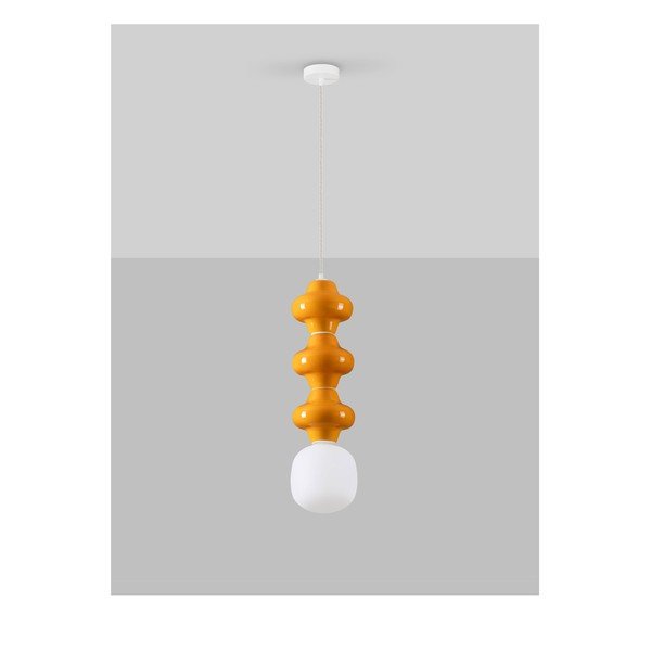 Fehér-narancssárga kerámia függőlámpa üveg búrával ø 18 cm Clio – Nova Luce-image-2