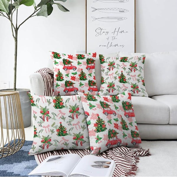 Karácsonyi mintás textil párnahuzat szett 4 db-os 43x43 cm – Mila Home-image-1