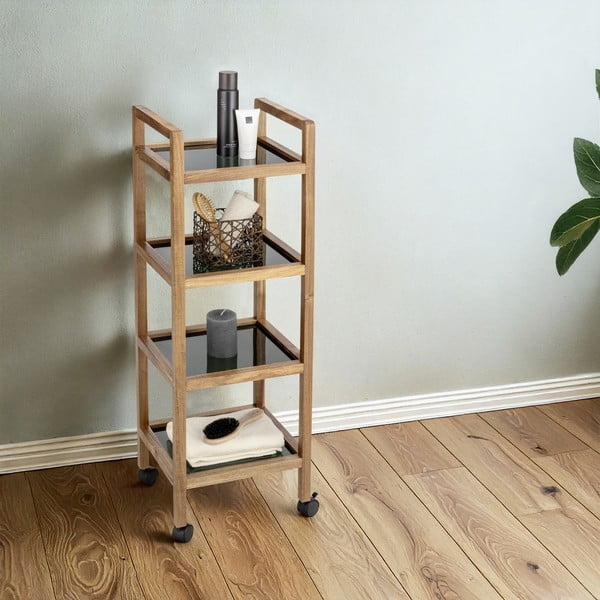 Fekete-natúr színű akácfa fürdőszobai polcos állvány 35x101,5 cm Fondi – Wenko-image-1