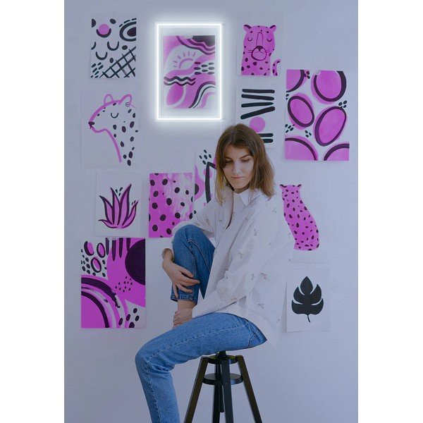 Rectangle fehér világító fali dekoráció, 30 x 40 cm - Candy Shock-image-2