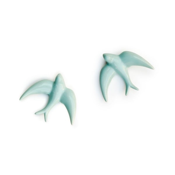 Golondrinas 2 db-os világoskék kézzel készített porcelán fali dekoráció szett - Surdic-image-2