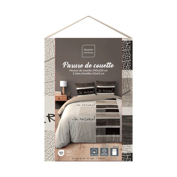Barna kétszemélyes-hosszabbított háromrészes pamut ágyneműhuzat 240x220 cm So Natural – douceur d'intérieur-image-2