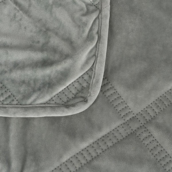 Szürkészöld bársony steppelt ágytakaró 180x260 cm – Ixia-image-1