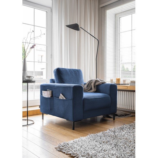 Sötétkék kordbársony fotel Lofty Lilly – Miuform-image-2