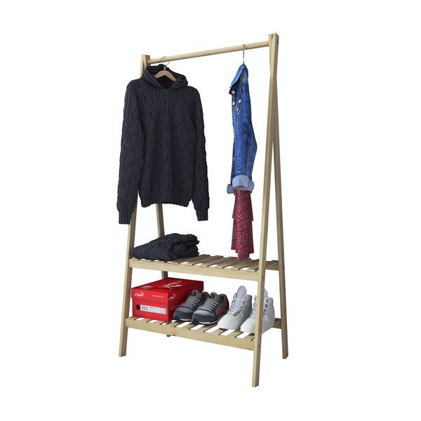 Natúr színű ruhatartó állvány tölgyfa dekorral Susanne – Kalune Design-image-2