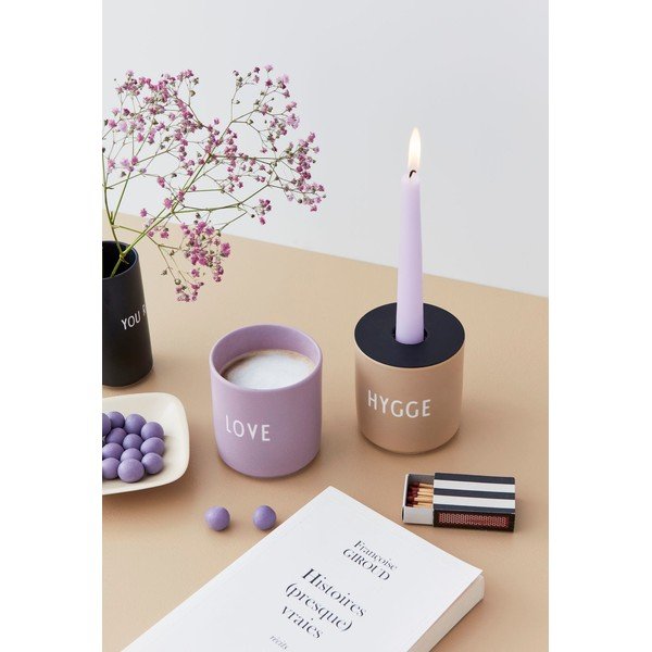 4 db-os fekete porcelán gyertyatartó készlet - Design Letters-image-1