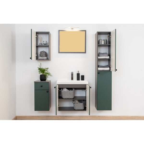 Zöld-antracitszürke alacsony fali fürdőszoba szekrény 30x60 cm Asti – STOLKAR-image-3
