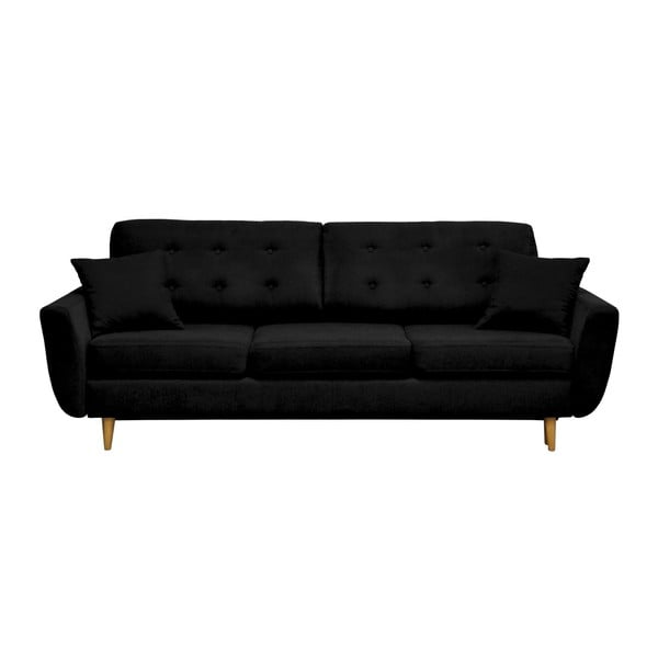 Barcelona fekete kinyitható kanapé, 3 személyes - Cosmopolitan design