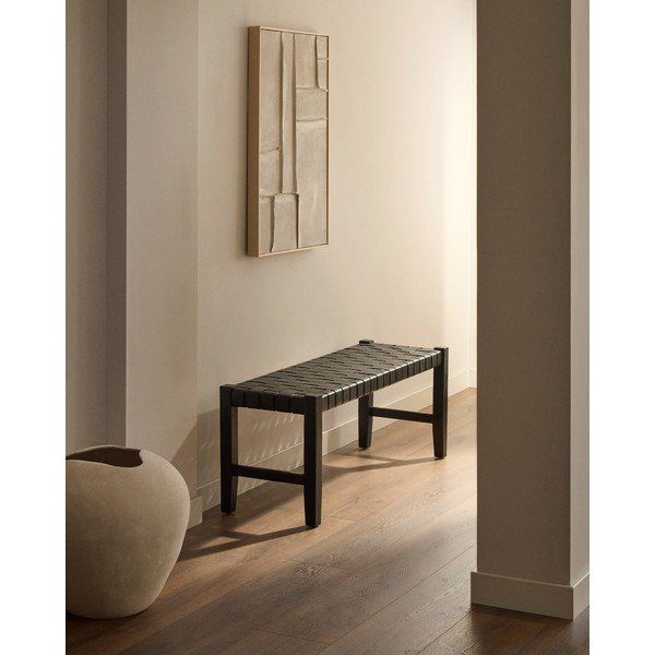 Fekete bőr pad Calixta – Kave Home-image-1