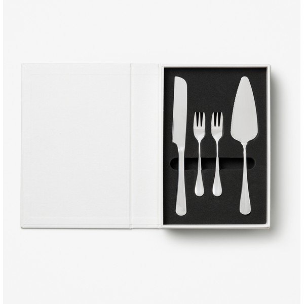 Fehér-ezüstszínű rozsdamentes acél desszertes villa szett The Essentials Cake Tools – Printworks