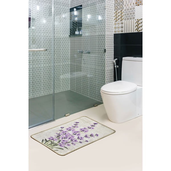 Violet lila virágmintás fürdőszobai kilépő, 60 x 40 cm - Chilai