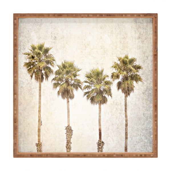 Palm Trees dekoratív fatálca, 40 x 40 cm
