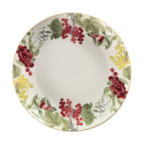 Sottobosco porcelán tányér karácsonyi mintával, ⌀ 33,5 cm - Brandani