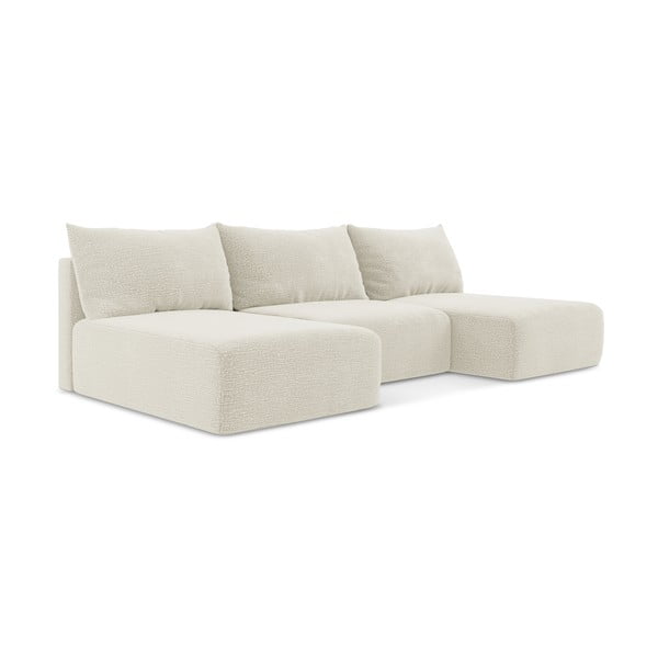 Krémszínű kinyitható-tárolóhelyes sarokkanapé Kalena – Makamii-image-1