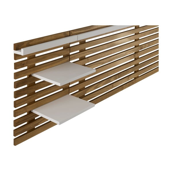 Fehér-natúr színű borovi fenyő ágytámla 240x62 cm Nidra – Marckeric-image-4