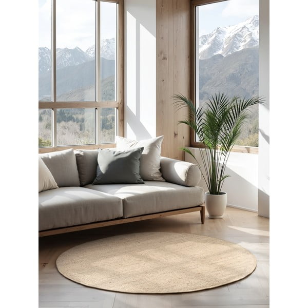 Krémszínű juta kerek szőnyeg ø 160 cm Bouclé Jaipur – Hanse Home-image-1