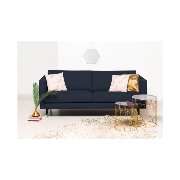 Meyer tengerészkék 3 személyes kanapé, ezüstszínű lábakkal - Vivonita-image-2