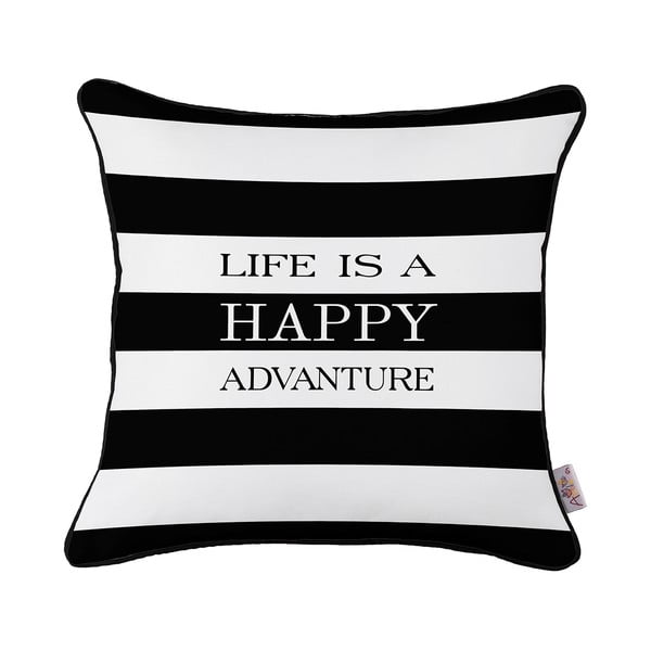 Adventure Life fekete-fehér párnahuzat, 43 x 43 cm - Mike & Co. NEW YORK