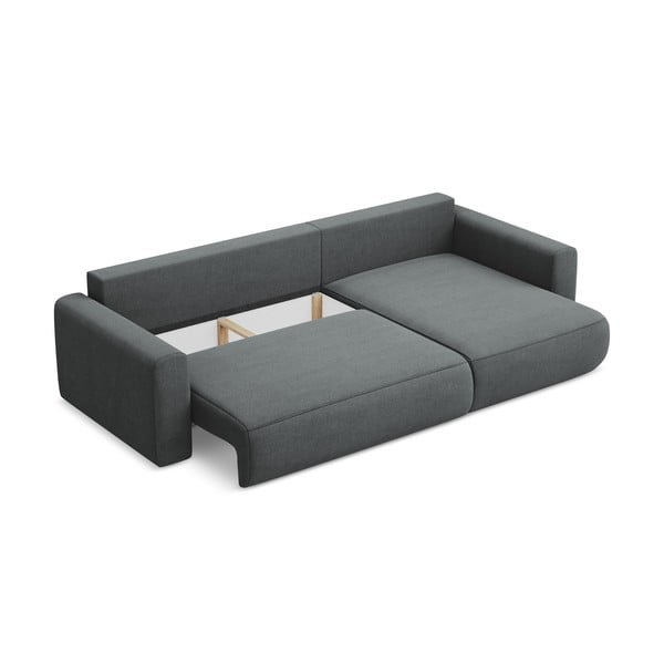Sötétszürke kinyitható-tárolóhelyes sarokkanapé (jobb oldali-heverő résszel) Kapua – Makamii-image-3