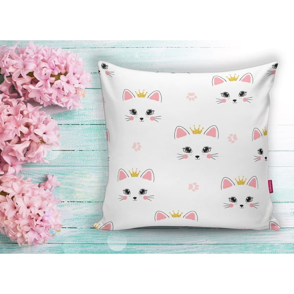 Gyerek párnahuzat 43x43 cm White Pink Cat – Mila Home-image-1