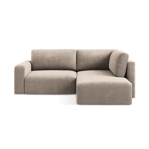 Bézs zsenília kinyitható-tárolóhelyes sarokkanapé (jobb oldali-L alakú) Kona – Makamii