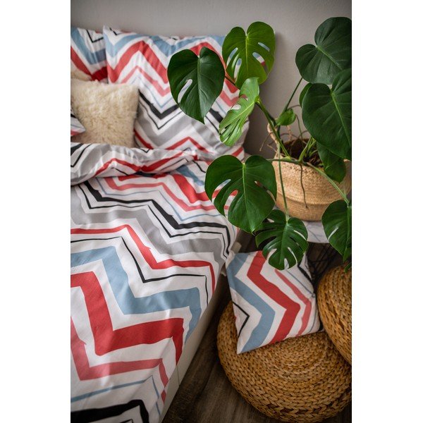 Kék-szürke egyszemélyes háromrészes pamut-szatén ágyneműhuzat 140x200 cm Marina – JAHU collections-image-2