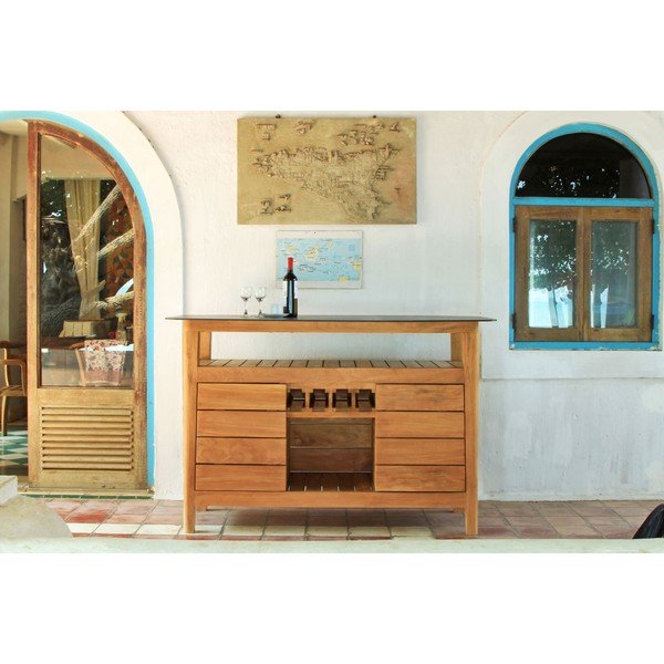 Teakfa kerti bárasztal 160x90 cm Navy – Ezeis-image-1