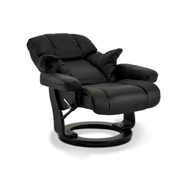 Crown fekete állítható bőrfotel lábtartóval - Furnhouse-image-2