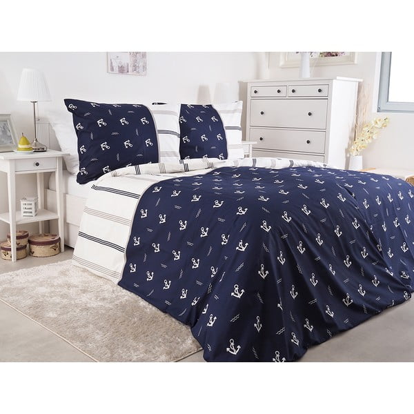 Sötétkék egyszemélyes krepp ágyneműhuzat 140x200 cm Exclusive – B.E.S.-image-1