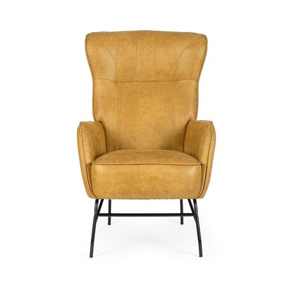 Mustársárga bőrutánzat fotel Nasira – Bizzotto-image-2