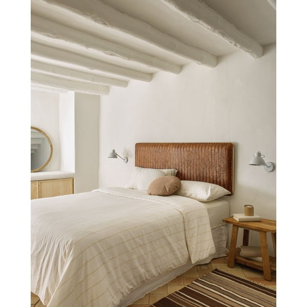 Barna bőr ágytámla 163x60 cm Natesa – Kave Home-image-1