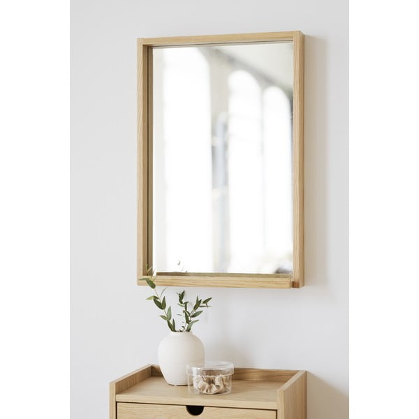 Natúr színű tölgyfa függő-polcokkal éjjeliszekrény Hillmond – Rowico-image-4