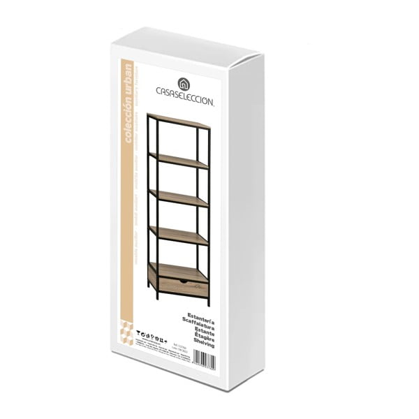 Fekete-natúr színű könyvespolc tölgyfa dekorral 60x180 cm Urban – Casa Selección-image-4