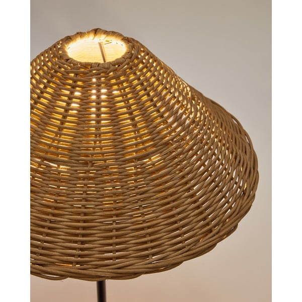 Fekete-natúr színű asztali lámpa rattan búrával (magasság 50 cm) Urania – Kave Home-image-2