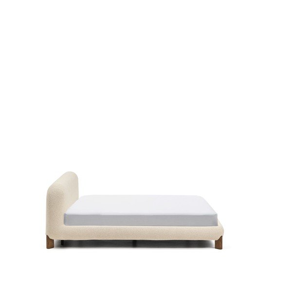 Bézs kárpitozott franciaágy ágyrács nélkül 180x200 cm Odina – Kave Home-image-4