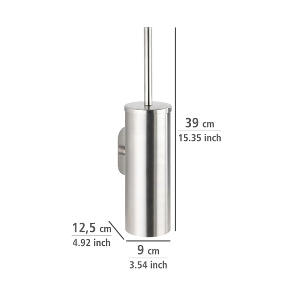 Matt ezüstszínű öntapadós rozsdamentes acél WC-kefe Orea – Wenko-image-2