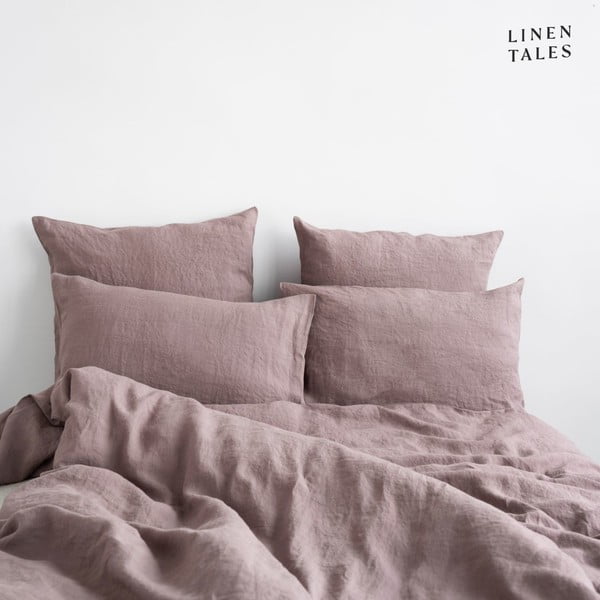 Rózsaszín kétszemélyes-hosszabbított len ágyneműhuzat 200x220 cm – Linen Tales-image-1