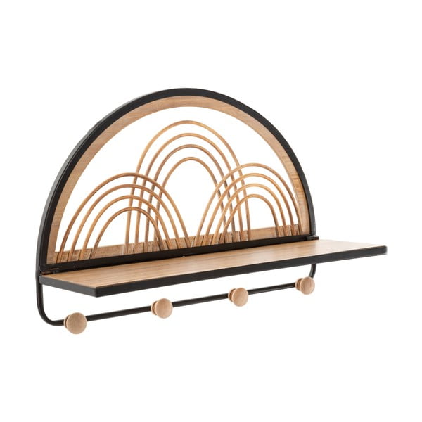 Fekete-natúr színű fém fali fogas polccal Oporto – Mauro Ferretti-image-2