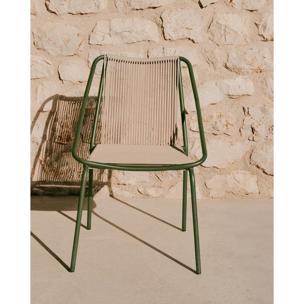 Sötétzöld-bézs fém kerti szék Zivia – Kave Home-image-1