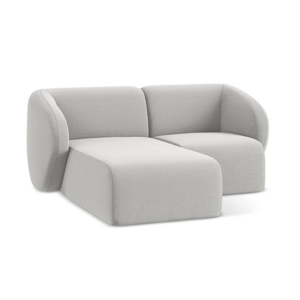 Világosszürke bársony sarokkanapé (bal oldali-heverő résszel) Lani – Makamii-image-4