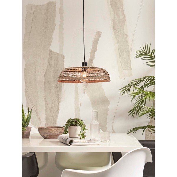Fekete-natúr színű függőlámpa tengerifű búrával ø 45 cm Pantanal – Good&Mojo-image-1