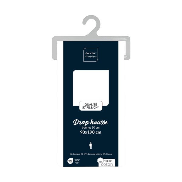 Fehér gumis pamut lepedő 90x190 cm Lina – douceur d'intérieur-image-4