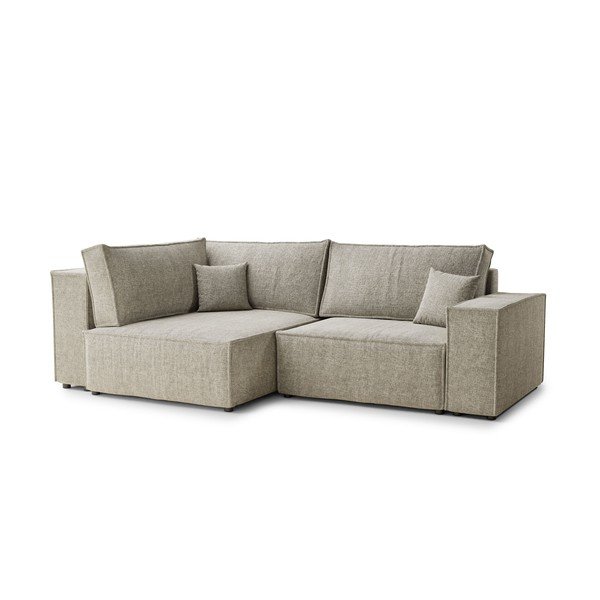 Bézs zsenília kinyitható-tárolóhelyes sarokkanapé (bal oldali-L alakú) Tonga – Maison de Rêve