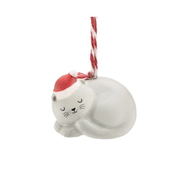 Kerámia karácsonyfadísz 4 cm Sleeping Cat – Sass & Belle