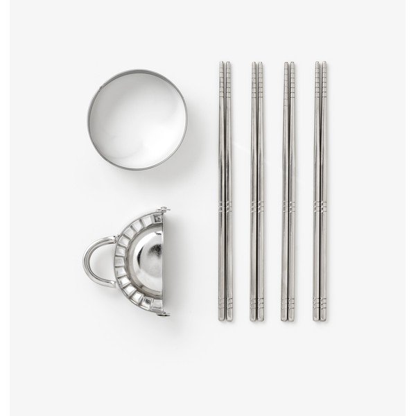 Bézs rozsdamentes acél négyszemélyes evőpálcika szett The Essentials - Dumpling Tools – Printworks-image-3