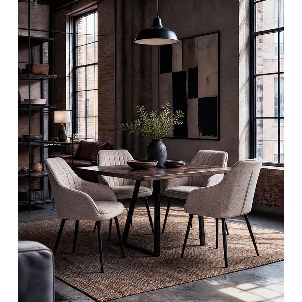 Bézs kárpitozott karfás étkezőfotel Nolan – Unique Furniture-image-1