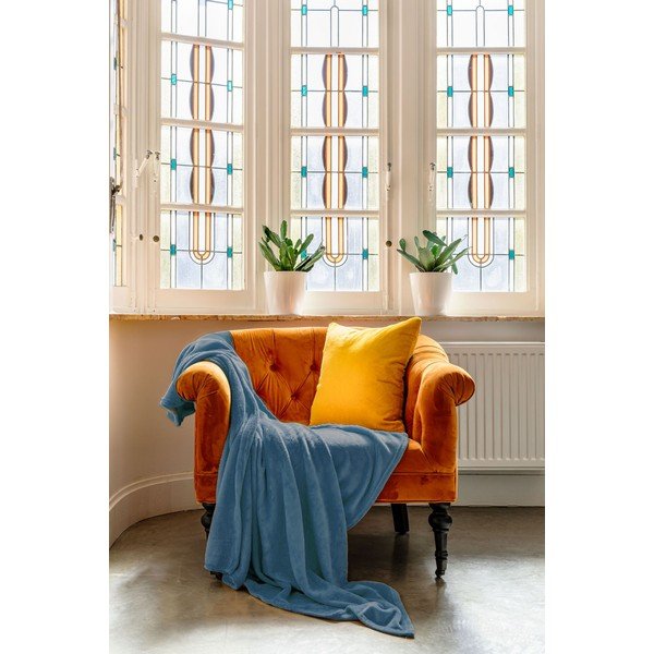Kék mikroplüss ágytakaró franciaágyra 180x220 cm Cosy – Tiseco Home Studio-image-1