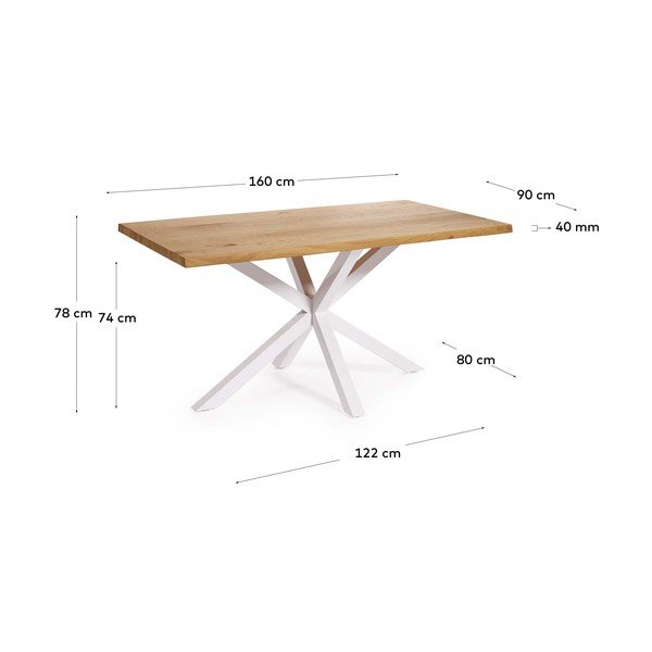 Étkezőasztal tölgyfa dekoros asztallappal 90x160 cm Argo – Kave Home-image-4